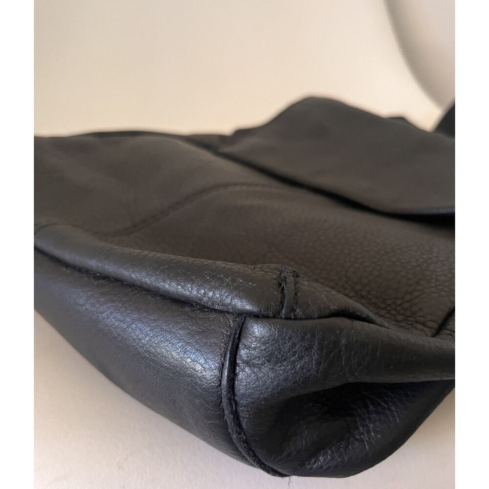 American Leather Co Black Leather Backpack Foldover Minimalist Pebbled Leather - Picture 6 of 16